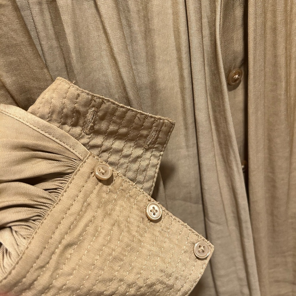 Tan button down shirt NWT